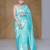 Sky blue soft silk blend banarasi jacuard work designer party wear saree with unstitched blouse piece
