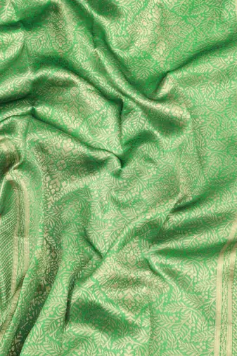 Black green silk blend banarasi saree with unstitched blouse piece