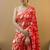 Red soft silk blend banarasi jacuard work designer party wear saree with unstitched blouse piece