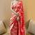 Red soft silk blend banarasi jacuard work designer party wear saree with unstitched blouse piece