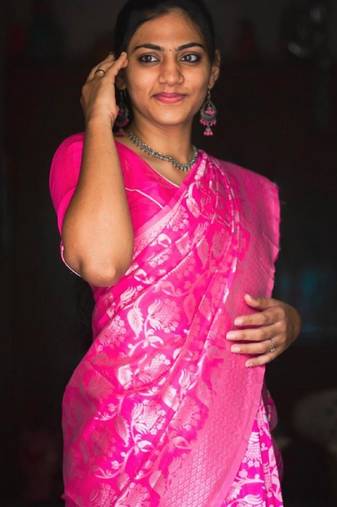 Pink soft silk blend banarasi jacuard work designer party wear saree with unstitched blouse piece