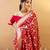 Red soft silk blend banarasi jacuard work designer party wear saree with unstitched blouse piece