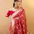 Red soft silk blend banarasi jacuard work designer party wear saree with unstitched blouse piece