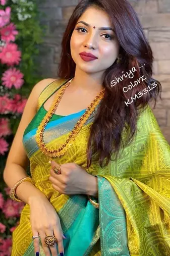 Yellow rama silk blend banarasi saree with unstitched blouse piece