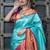 Sky blue pink soft silk blend banarasi jacuard work designer party wear saree with unstitched blouse piece