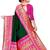 Green pink soft silk blend banarasi jacuard work designer party wear saree with unstitched blouse piece