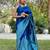 Blue rama soft silk blend banarasi jacuard work designer party wear saree with unstitched blouse piece