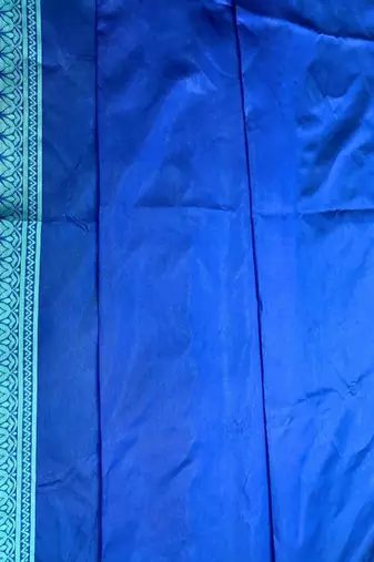 Blue rama silk blend banarasi saree with unstitched blouse piece