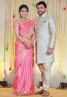 Baby pink silk blend banarasi saree with unstitched blouse piece 2