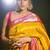 Yellow pink soft silk blend banarasi jacuard work designer party wear saree with unstitched blouse piece