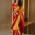 Yellow red soft silk blend banarasi jacuard work designer party wear saree with unstitched blouse piece