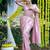 Baby pink soft silk blend banarasi jacuard work designer party wear saree with unstitched blouse piece