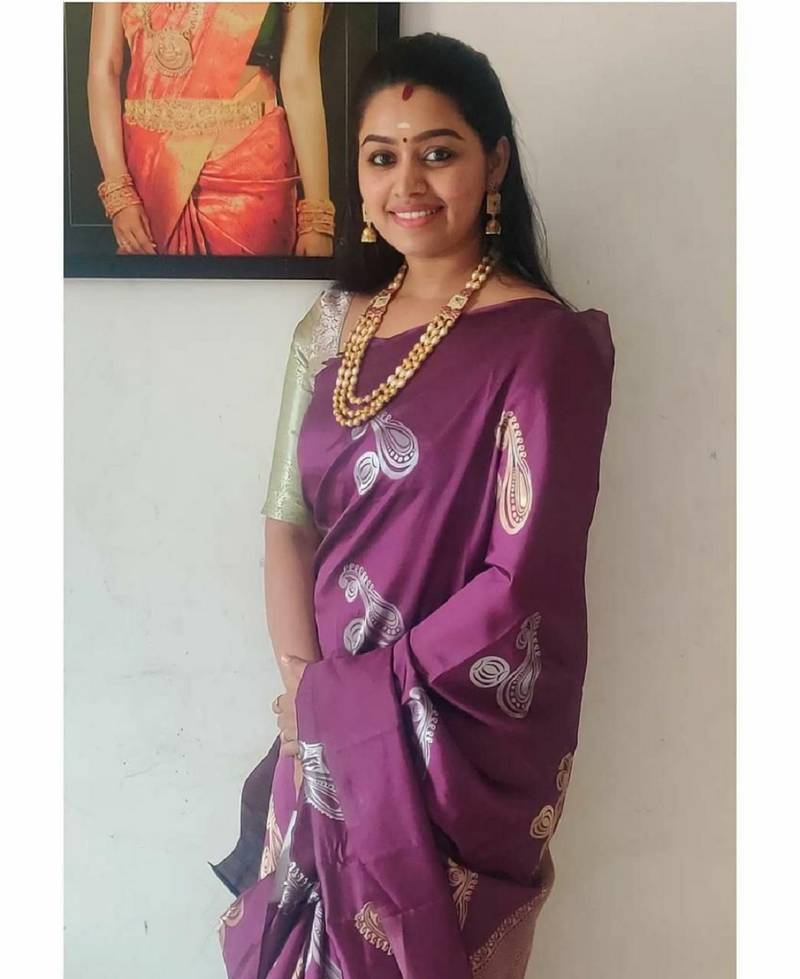 Wine soft silk blend banarasi jacuard work designer party wear saree with unstitched blouse piece