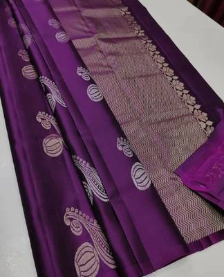 Wine silk blend banarasi saree with unstitched blouse piece 2