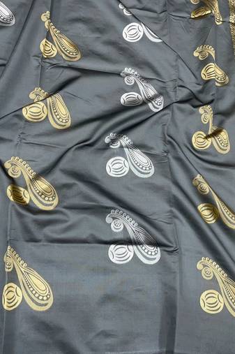 Grey soft silk blend banarasi jacuard work designer party wear saree with unstitched blouse piece