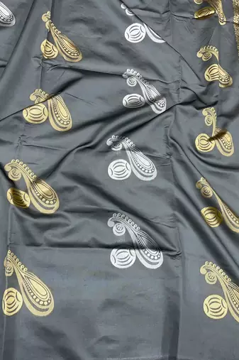 Grey soft silk blend banarasi jacuard work designer party wear saree with unstitched blouse piece