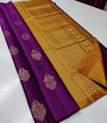 Wine silk blend banarasi saree with unstitched blouse piece