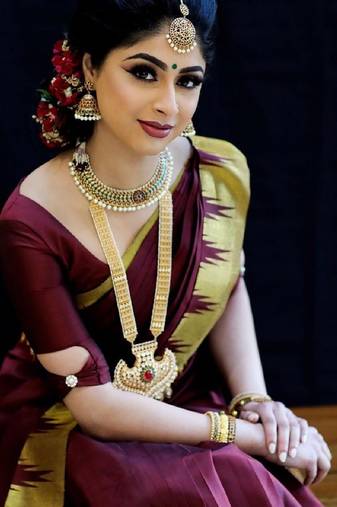 Maroon soft silk blend banarasi jacuard work designer party wear saree with unstitched blouse piece