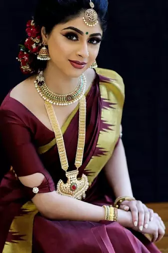 Maroon soft silk blend banarasi jacuard work designer party wear saree with unstitched blouse piece