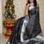 Black soft silk blend banarasi jacuard work designer party wear saree with unstitched blouse piece