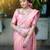 Baby pink soft silk blend banarasi jacuard work designer party wear saree with unstitched blouse piece