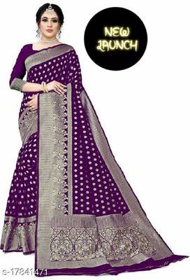 Wine silk blend banarasi saree with unstitched blouse piece 1