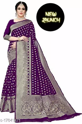 Wine soft silk blend banarasi jacuard work designer party wear saree with unstitched blouse piece