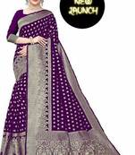Wine silk blend banarasi saree with unstitched blouse piece