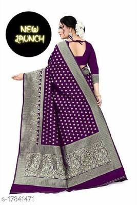 Wine silk blend banarasi saree with unstitched blouse piece 2