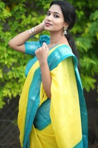 Yellow rama soft silk blend banarasi jacuard work designer party wear saree with unstitched blouse piece