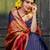 Blue red soft silk blend banarasi jacuard work designer party wear saree with unstitched blouse piece