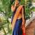 Blue red soft silk blend banarasi jacuard work designer party wear saree with unstitched blouse piece