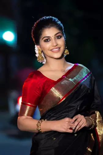 Black  red soft silk blend banarasi jacuard work designer party wear saree with unstitched blouse piece