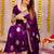 Purple soft silk blend banarasi jacuard work designer party wear saree with unstitched blouse piece