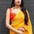 Yellow red soft silk blend banarasi jacuard work designer party wear saree with unstitched blouse piece