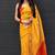 Yellow red soft silk blend banarasi jacuard work designer party wear saree with unstitched blouse piece