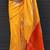 Yellow red soft silk blend banarasi jacuard work designer party wear saree with unstitched blouse piece