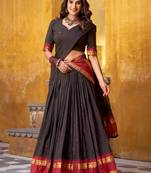 Fantastic Black Zari Weaving Chanderi Function Wear Half Saree Lehenga