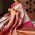 Off white pink soft silk blend banarasi jacuard work designer party wear saree with unstitched blouse piece