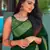 Green silk blend banarasi saree with unstitched blouse piece