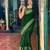 Green soft silk blend banarasi jacuard work designer party wear saree with unstitched blouse piece
