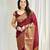 Maroon soft silk blend banarasi jacuard work designer party wear saree with unstitched blouse piece