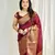 Maroon silk blend banarasi saree with unstitched blouse piece