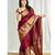 Maroon soft silk blend banarasi jacuard work designer party wear saree with unstitched blouse piece