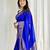 Royal blue soft silk blend banarasi jacuard work designer party wear saree with unstitched blouse piece