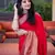 Red silk blend banarasi saree with unstitched blouse piece