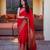Red soft silk blend banarasi jacuard work designer party wear saree with unstitched blouse piece