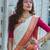 White pink soft silk blend banarasi jacuard work designer party wear saree with unstitched blouse piece