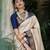 Blue white silk blend banarasi saree with unstitched blouse piece