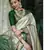 Green white silk blend banarasi saree with unstitched blouse piece